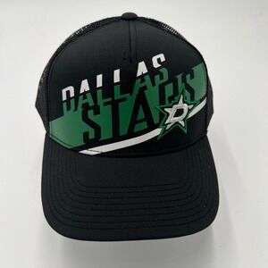 Adidas Dallas Stars Trucker Hat Black Green White Mesh Snapback One Size